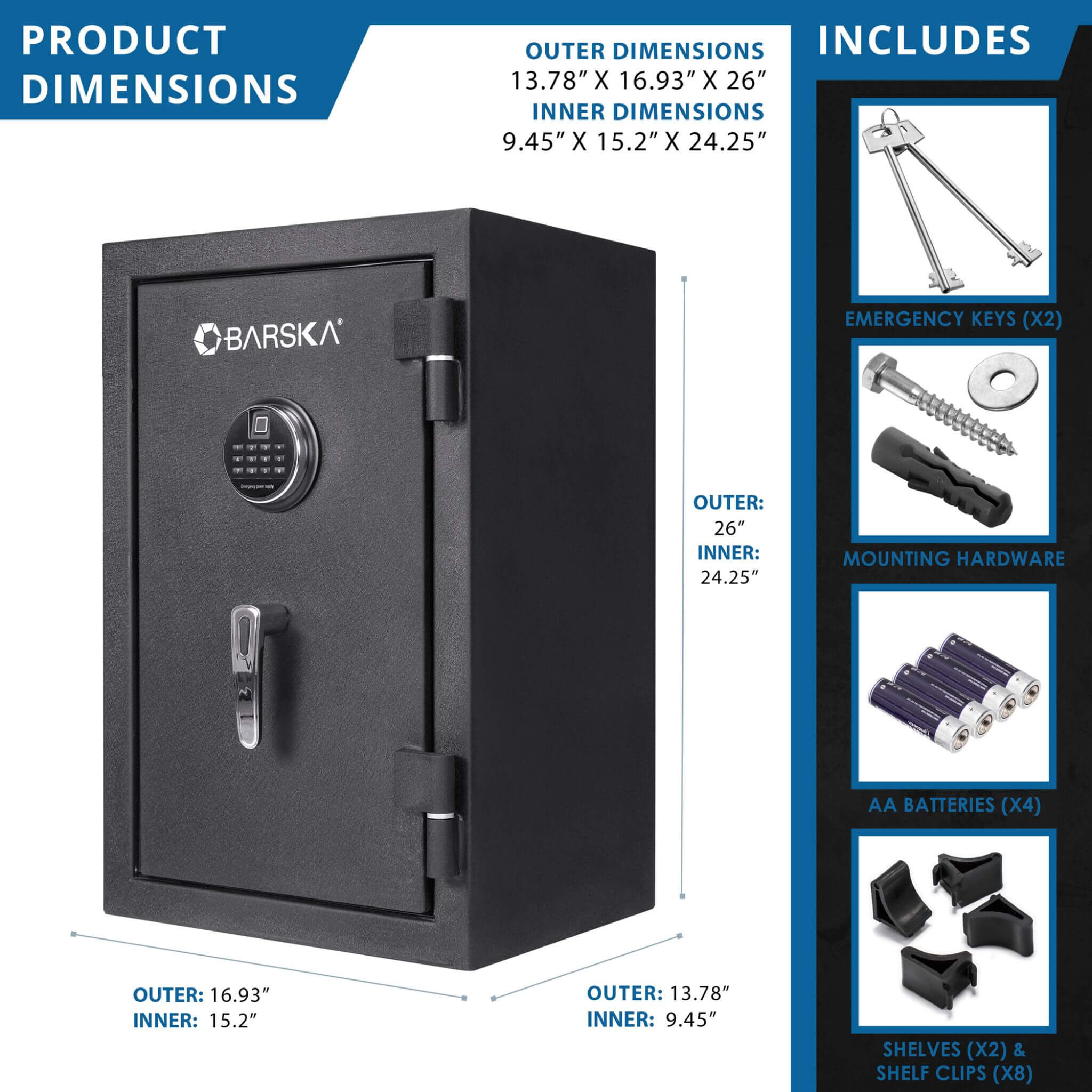 Barska 2.02 CF Heavy-Duty Fire Resistant Safe With Biometric Keypad
