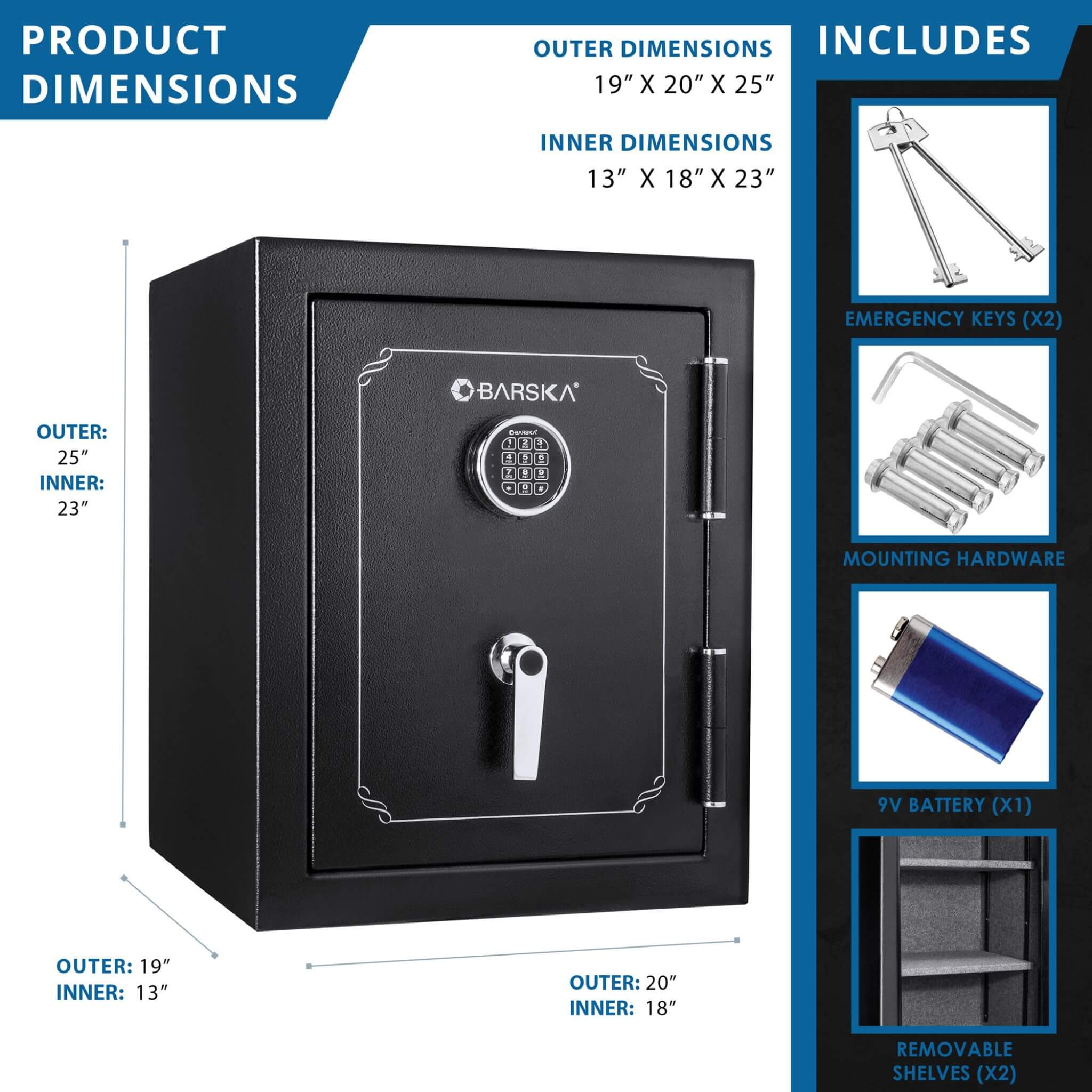 Barska 3.51 CF Heavy-Duty Steel Fireproof Safe Vault With Electronic Lock