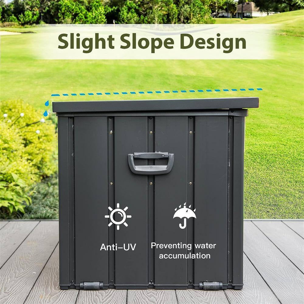 150 Gal. Dark Gray Steel Outdoor Storage Deck Box Waterproof, Large Patio Storage Bin for Throw Pillows, Garden Tools
