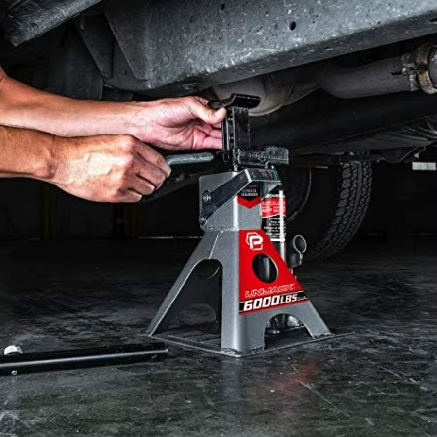 3 Ton, Bottle Jack and Jack Stands in One, 6000 Pound Capacity, All-In-One Car Lift, Heavy Duty Vehicle Unijack, Wide Base, 6204