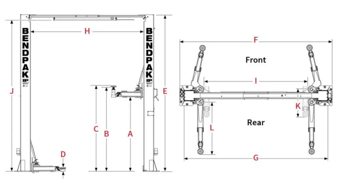 BendPak 10AP Two Post Lift 10,000 lbs. Capacity