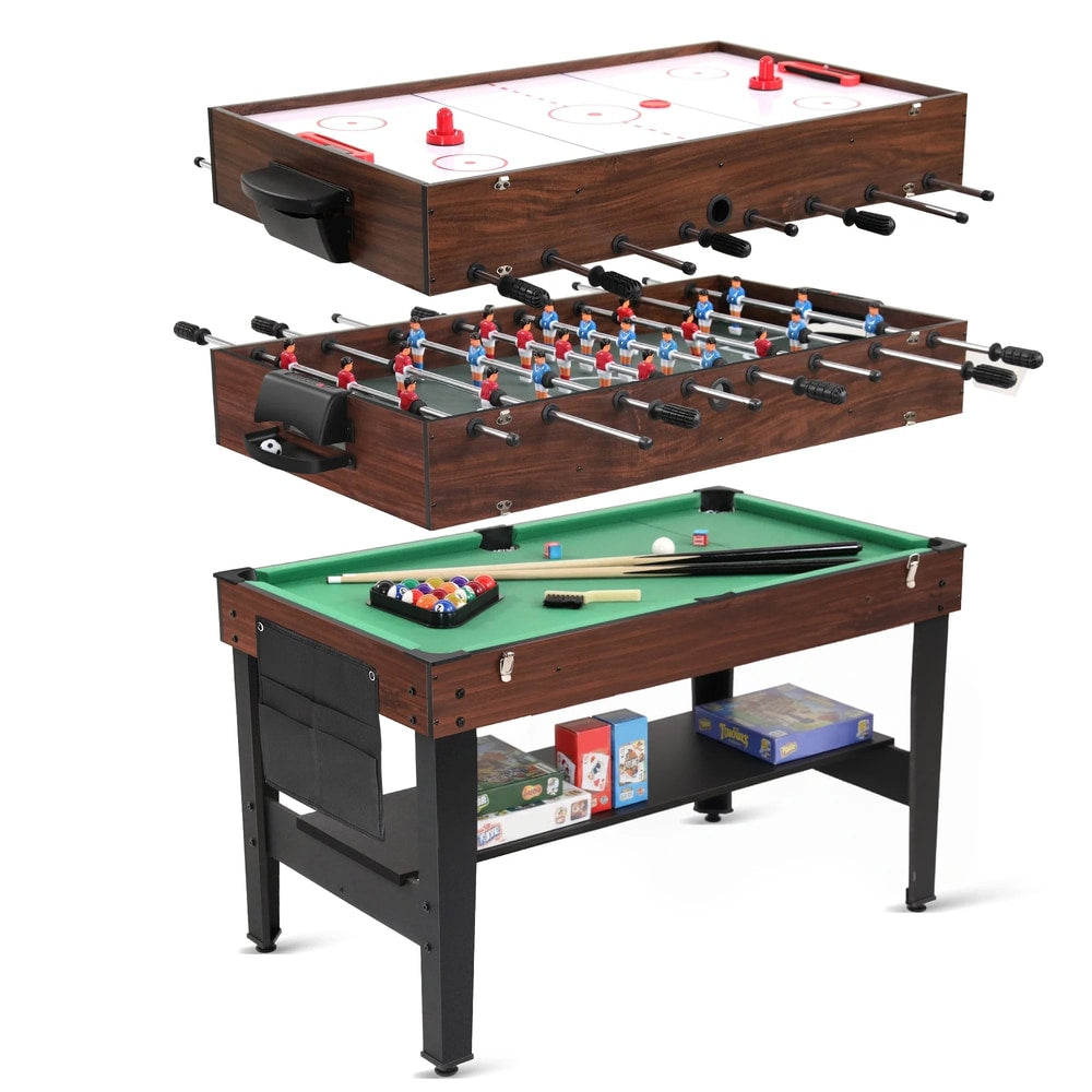 Mesa De Juego 3 En 1 Con Air Hockey, Foosball, Pool, Mesa De Juego Múltiple De 48'' Con Todos Los Accesorios Y Almacenamiento, Mesa De Juego Combinada Nivel Profesional Para Adultos Niños Sala De Juegos Familiar