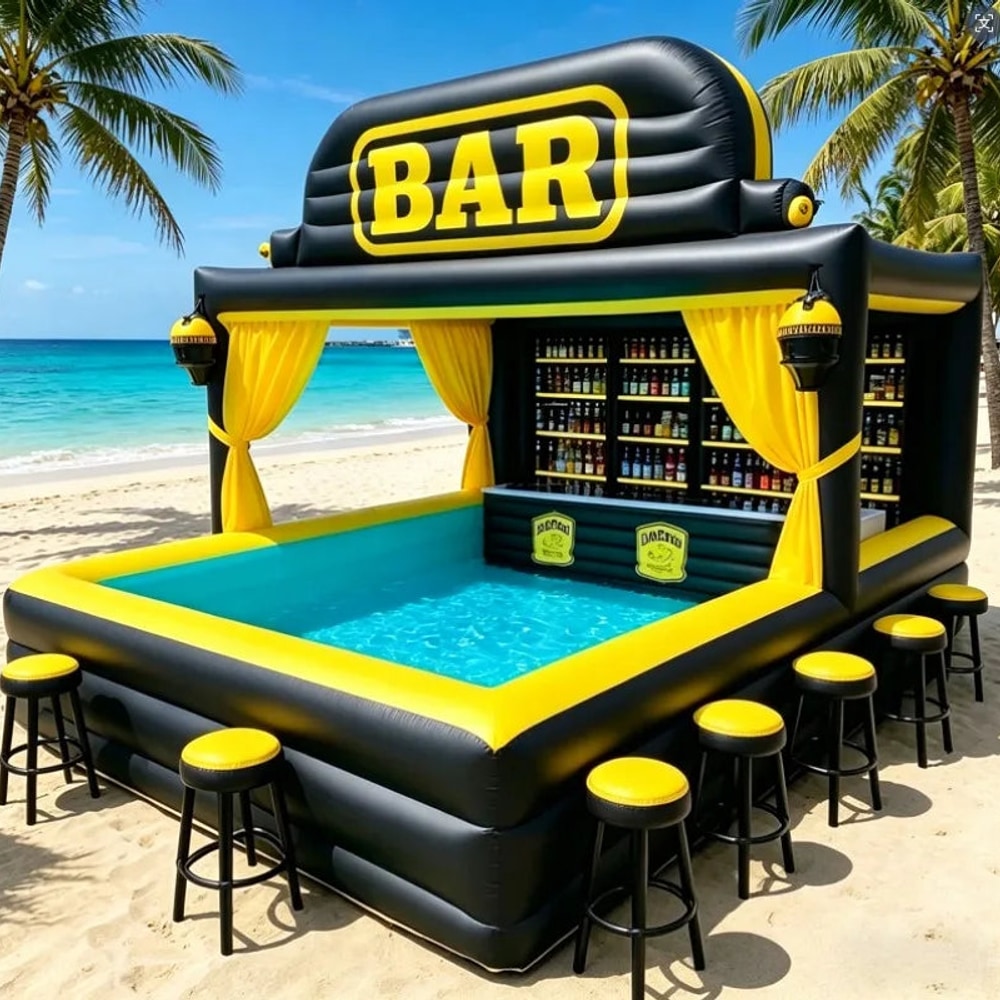 PVC Portable Inflatable Pool Bar Adults Outdoor Yard Party Water Pool Inflatable Bar Tent Blow up Pub Platform Customed 4M5M6M
