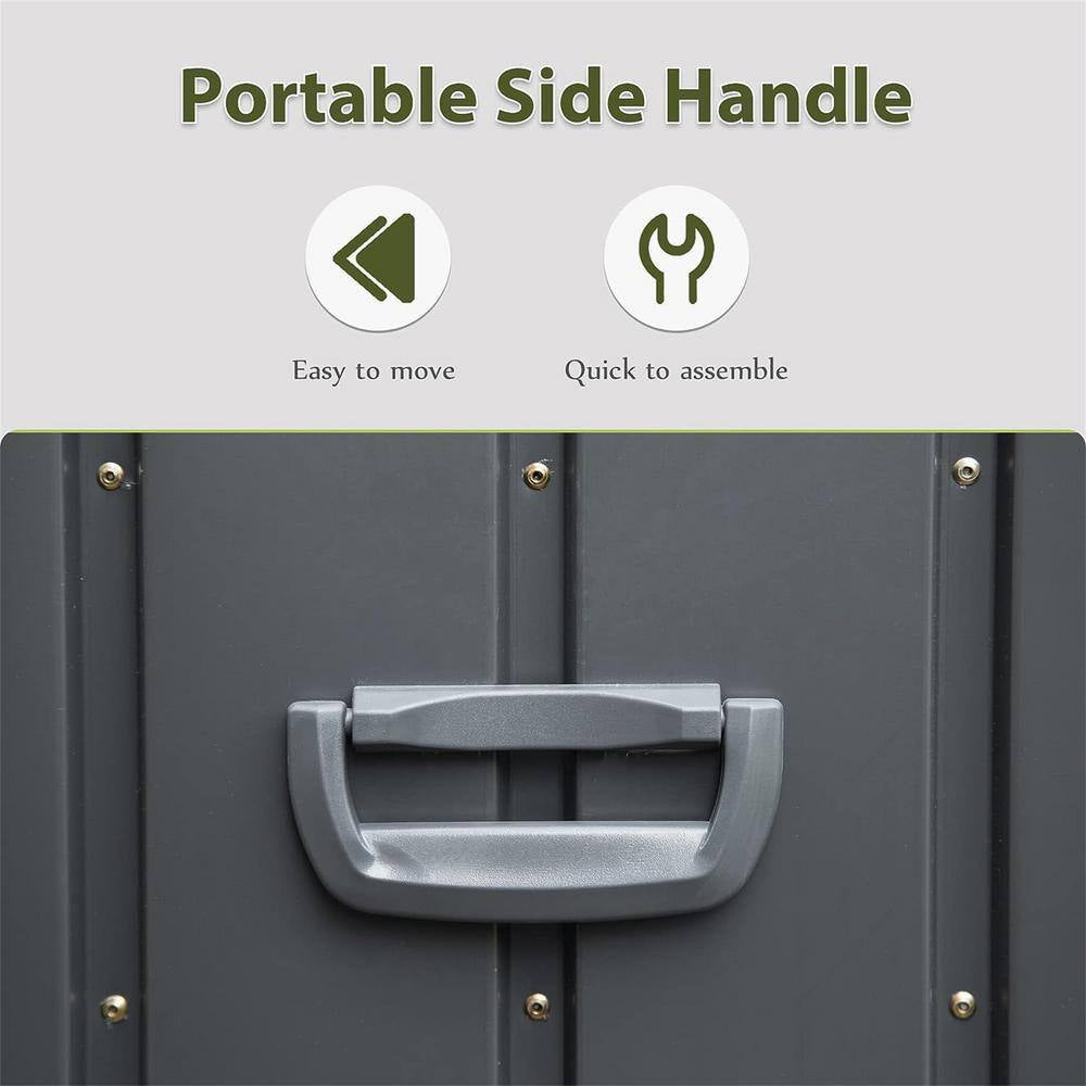 160 Gal. Dark Gray Steel Outdoor Storage Deck Box Waterproof, Large Patio Storage Bin for Throw Pillows, Garden Tools