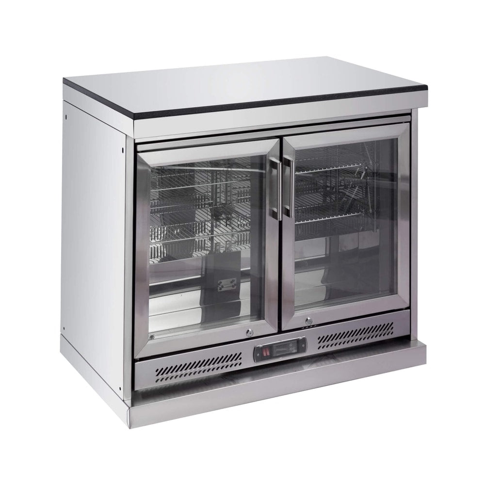 Castelle Flame 62-Inch 6-Burner Gas Outdoor Grill Island With Wine Cooler And Rotisserie
