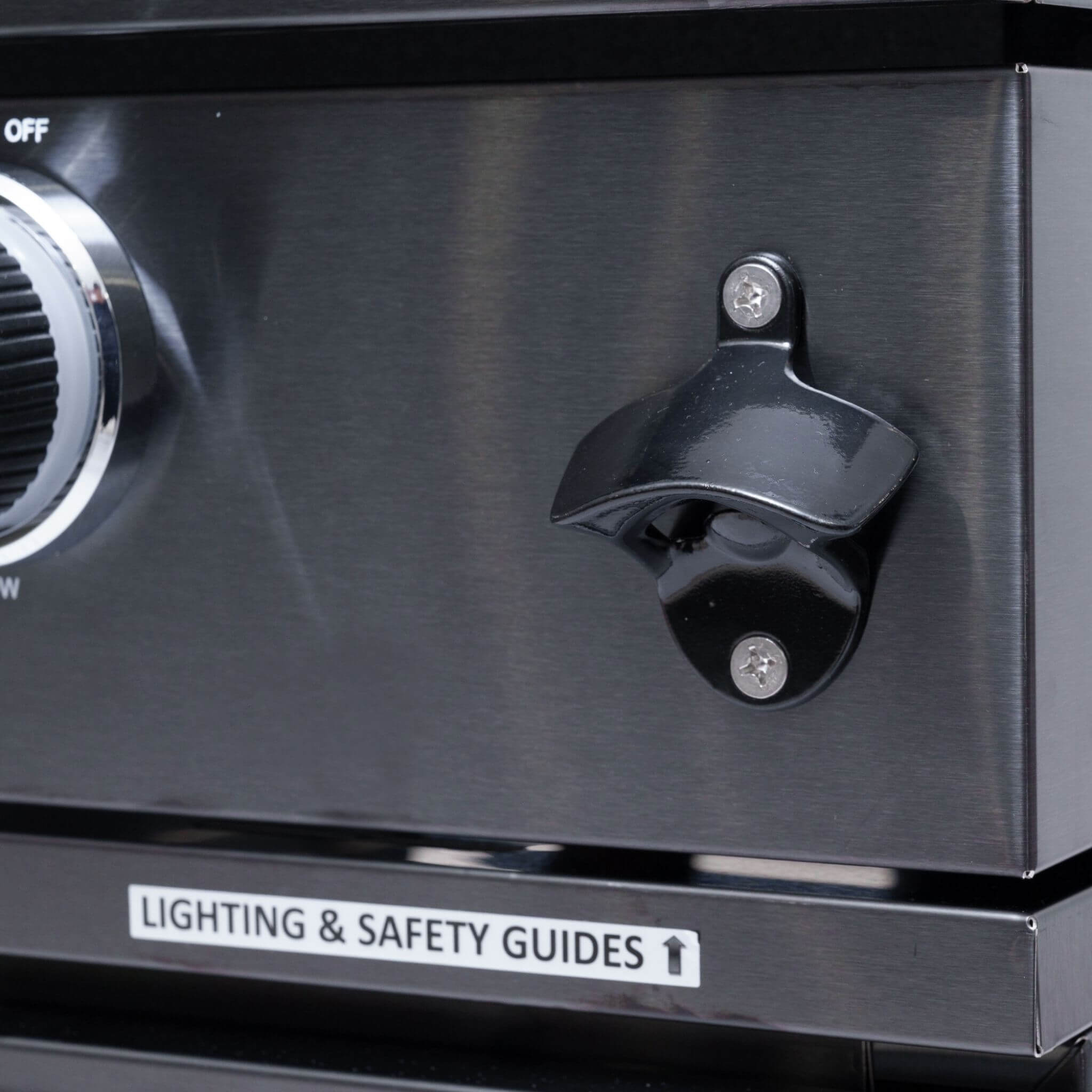 Castelle Flame Premium Black Stainless Steel 6-Burner Gas Grill Kitchen Island With Rotisserie Kit