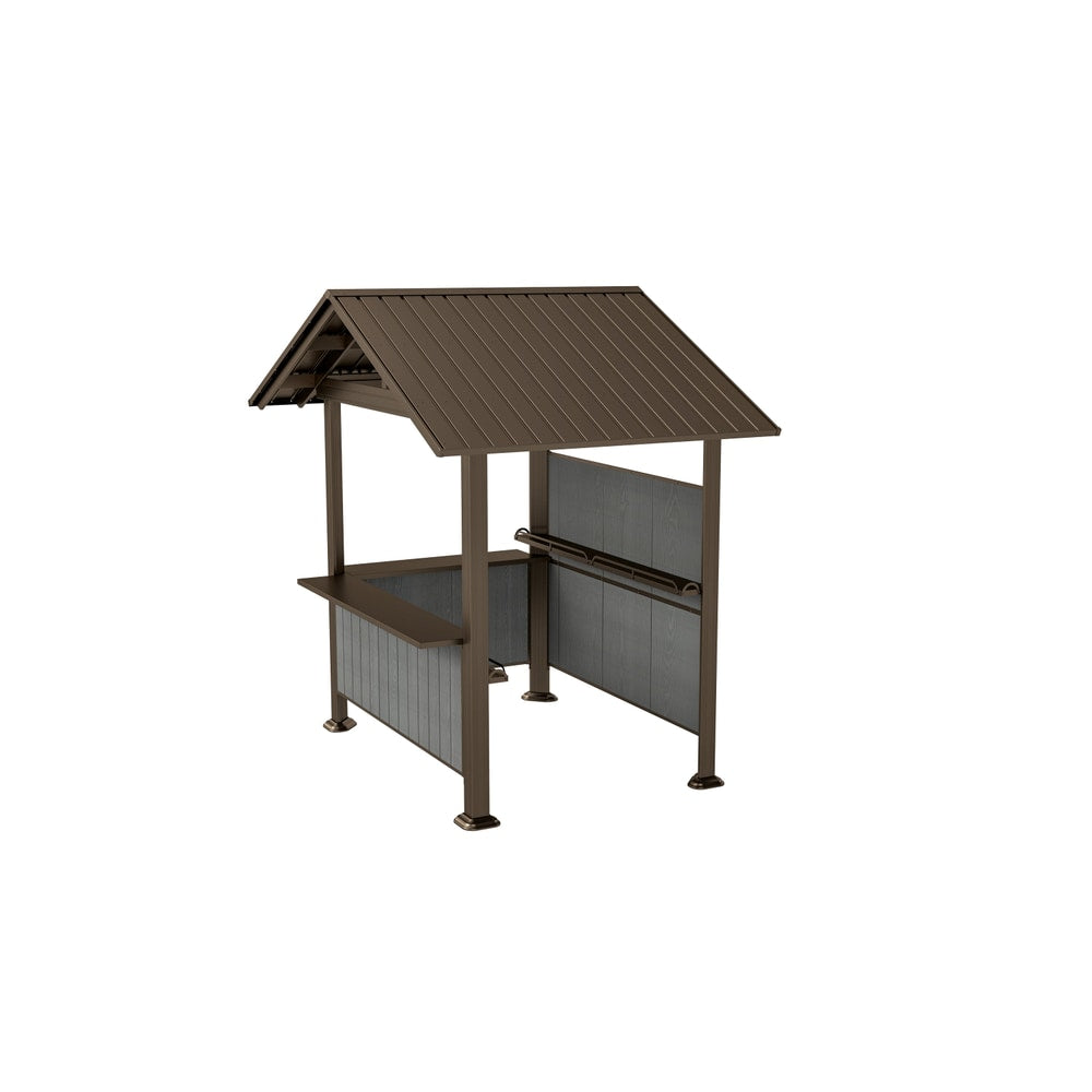 9.4x6.2 FT Hardtop Grill Gazebo with Storage Shelves & Resin Shade System