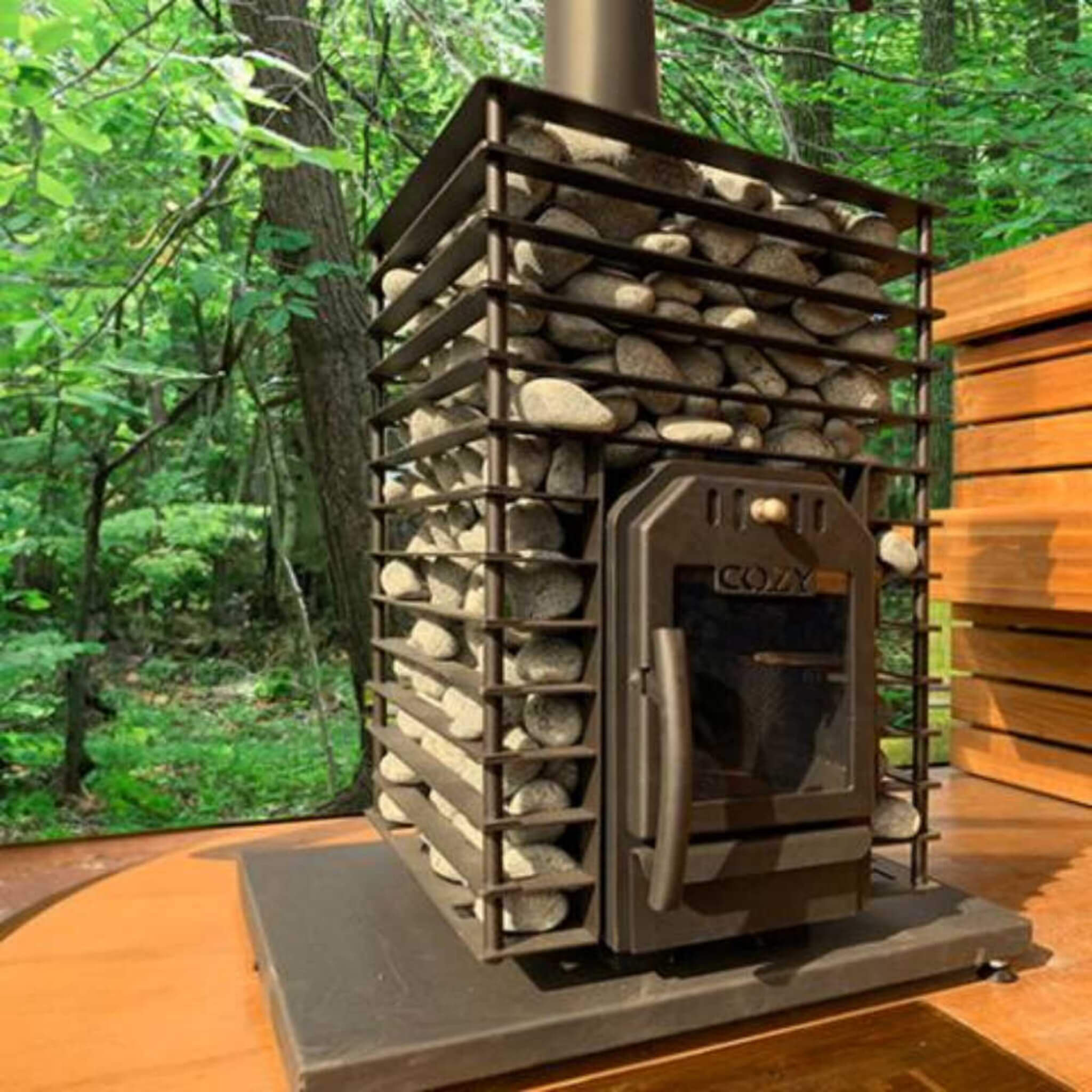 Cozy Heat Quattro Wood-Fired Sauna Stove With Sauna Stones