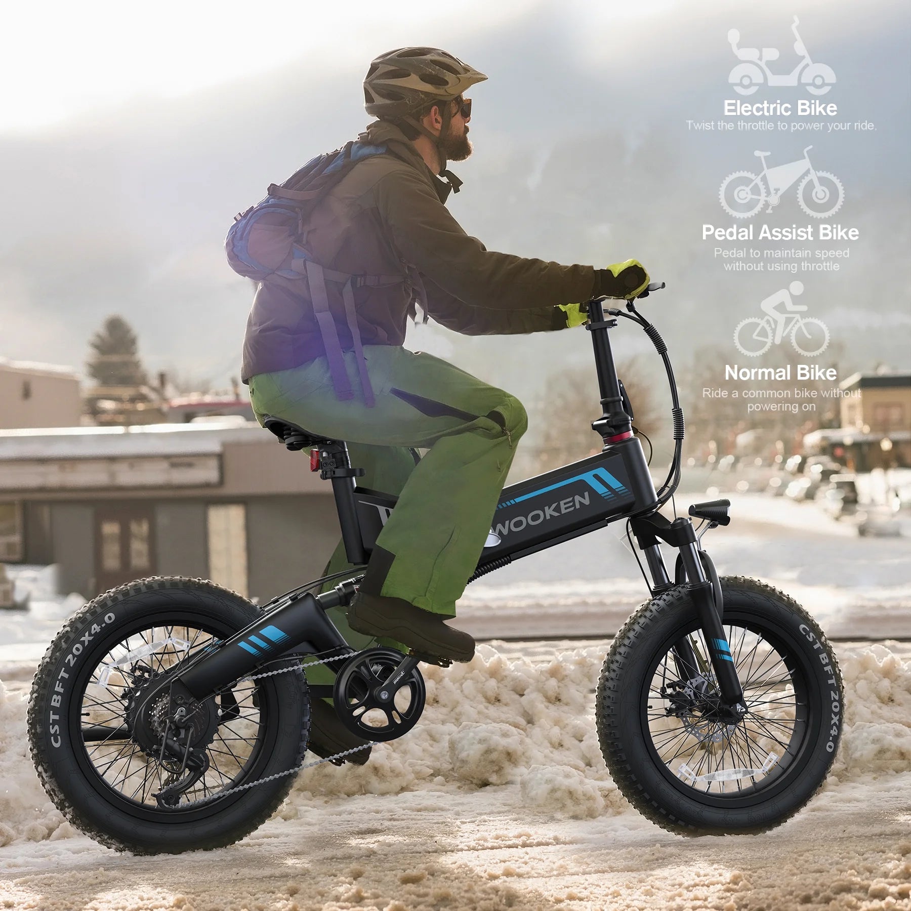 20"X4.0 Fat Tire Electric Bike for Adults, 500W Foldable Electric Bicycle with 48V 10Ah Built-In Battery, Shimano 7 Speed, Dual Shock Absorber