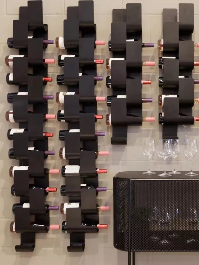 Wrought Iron Wall-Mounted Wine Rack Bar Bar Modern Simple Wine Rack Restaurant Wall-Mounted Creative Wine Display Rack