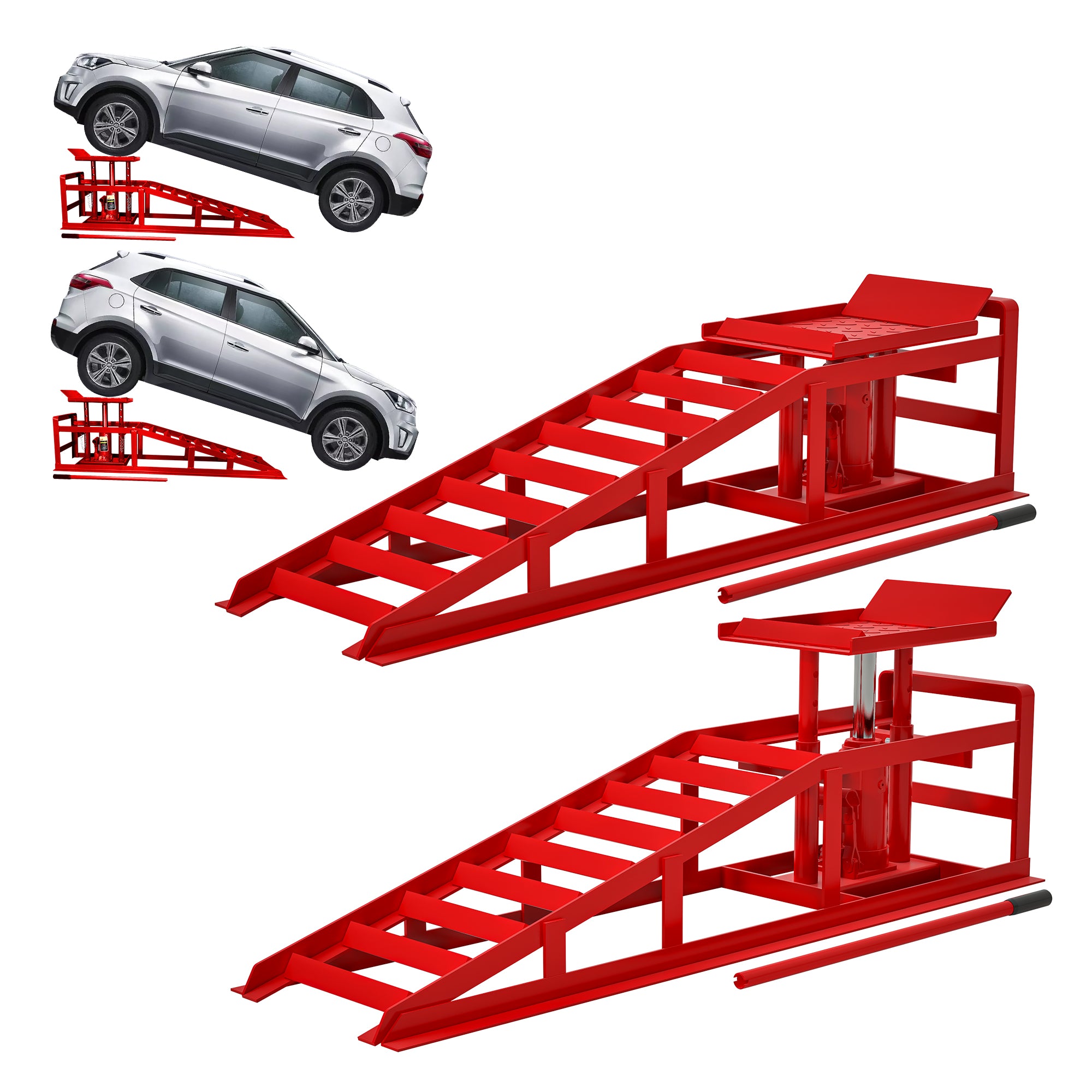 2 Pack Hydraulic Car Ramps 5T 11000Lbs Low Profile Car Lift Service Ramps Truck Trailer Garage,Height Hydraulic Vehicle Ramps
