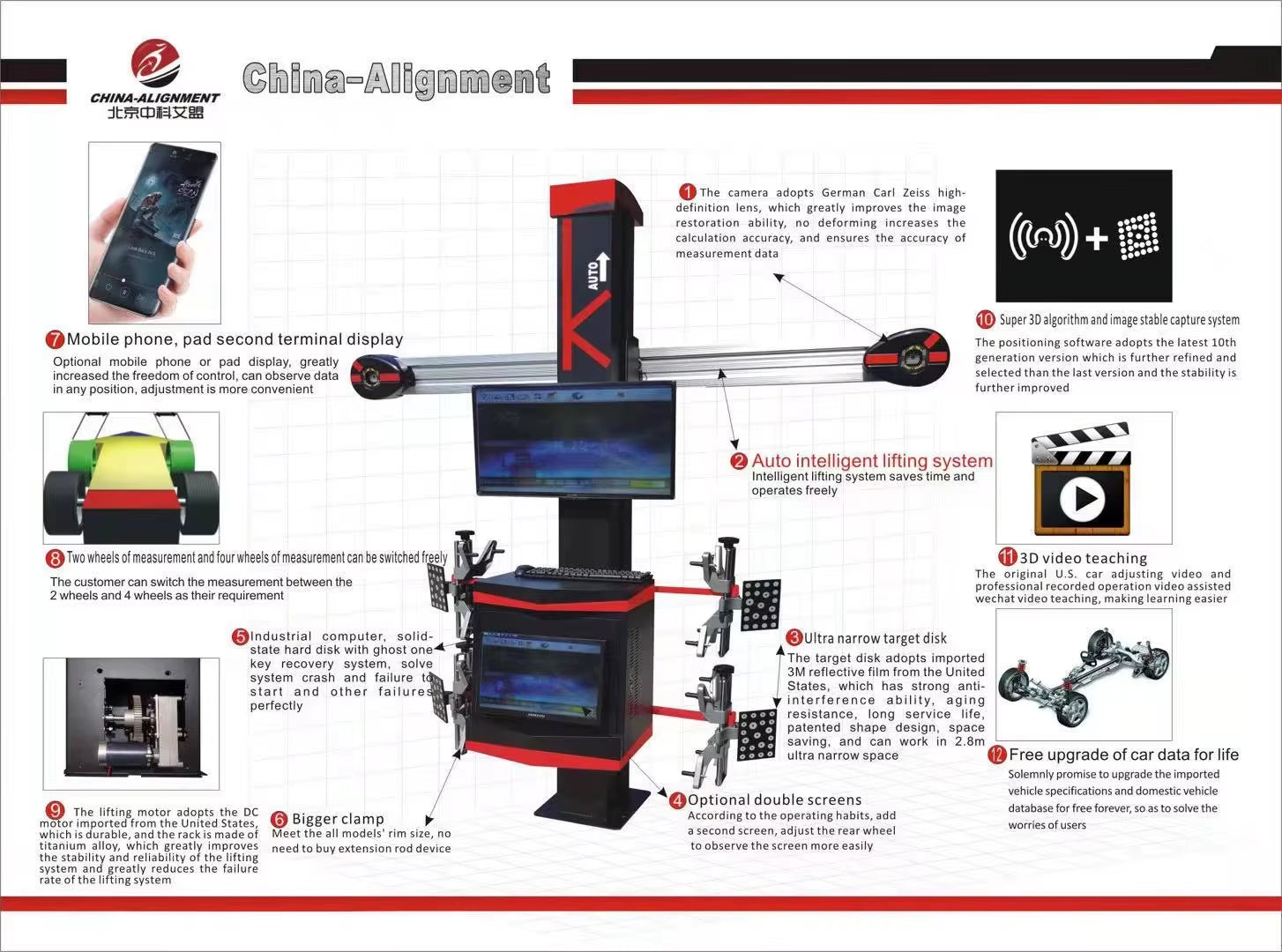 Hot Selling Auto Maintenance Tools 3D Wheel Alignment Equipment Four Wheels Car Aligner Machine