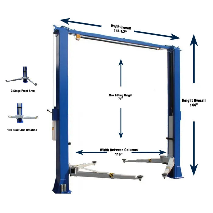 iDEAL TP10KAC-DX Bi-Symmetric Two Post Auto Lift