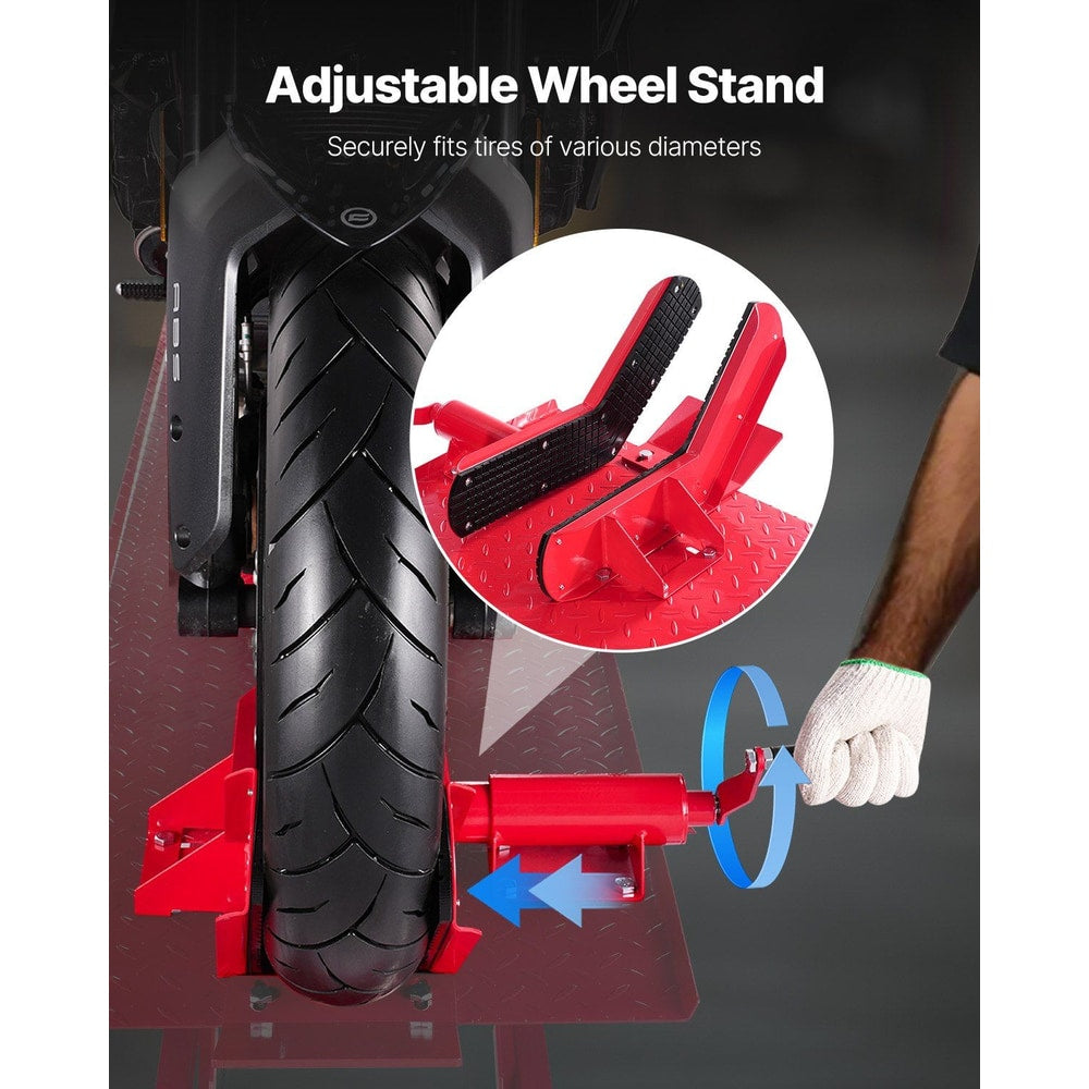 Motorcycle Lift Table, 1000lbs Weight Capacity, 360° Flexible Moving Motorcycle Jack Stand, 8.6-31 in Height Range, Heavy Duty Bike Repair Stand with Security Lock for ATVs, Dirt Bike