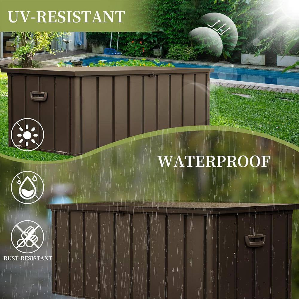 100 Gal. Dark Brown Outdoor Storage Deck Box Waterproof, Large Patio Storage Bin