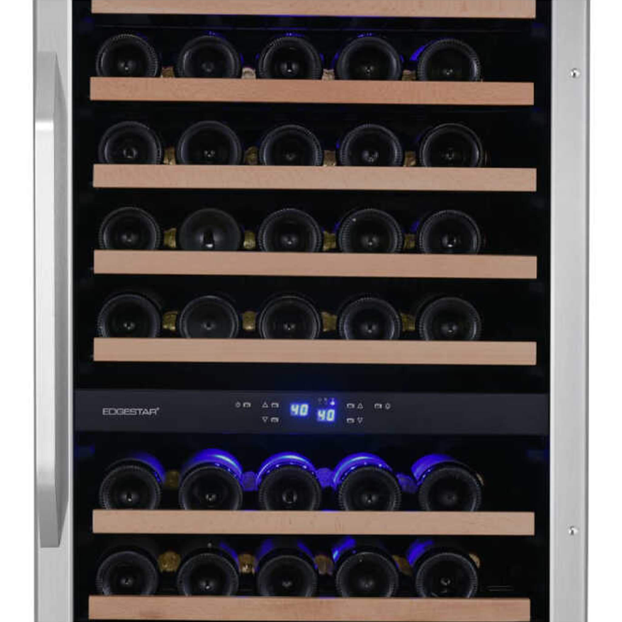 Edgestar 141 Bottle Capacity Freestanding Dual Zone Wine Cooler With Interior Lighting, 24"