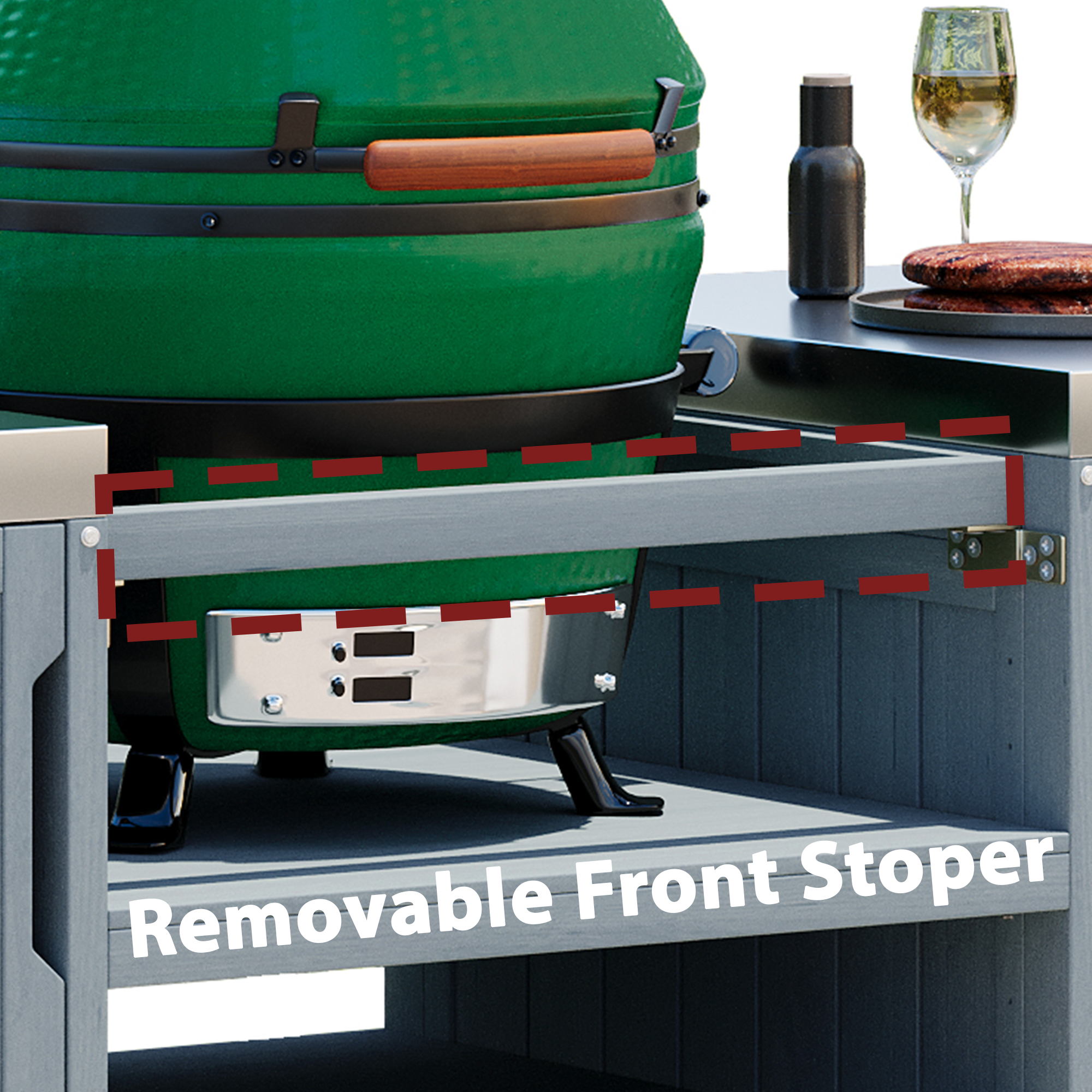 K&K 66.5" Outdoor Kitchen Island for Big Green Egg Grills