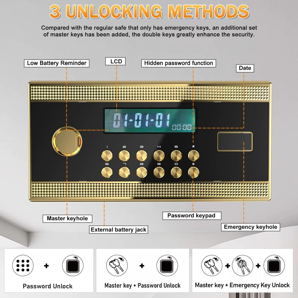 47.24'' Extra Large Safe Box, 13.8 Cubic Feet Heavy Duty Big Safe with Security Double Key Lock & Seperate Lock Box for Document