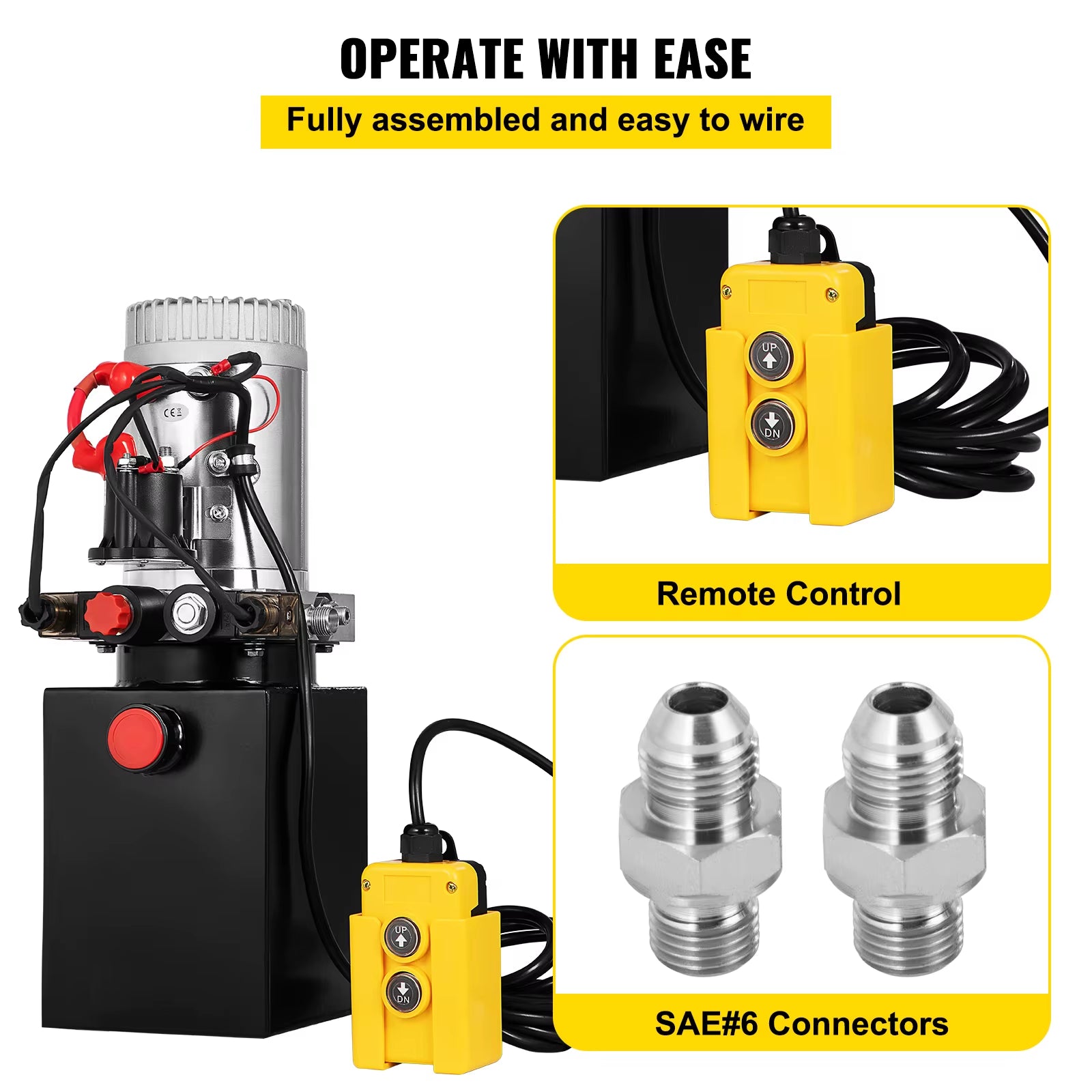 Car Jack Hydraulic Pump 12V DC Double Acting Power Unit 4 Quart Steel Oil Tank Dump Trailer Truck Car Lift Motor Pump