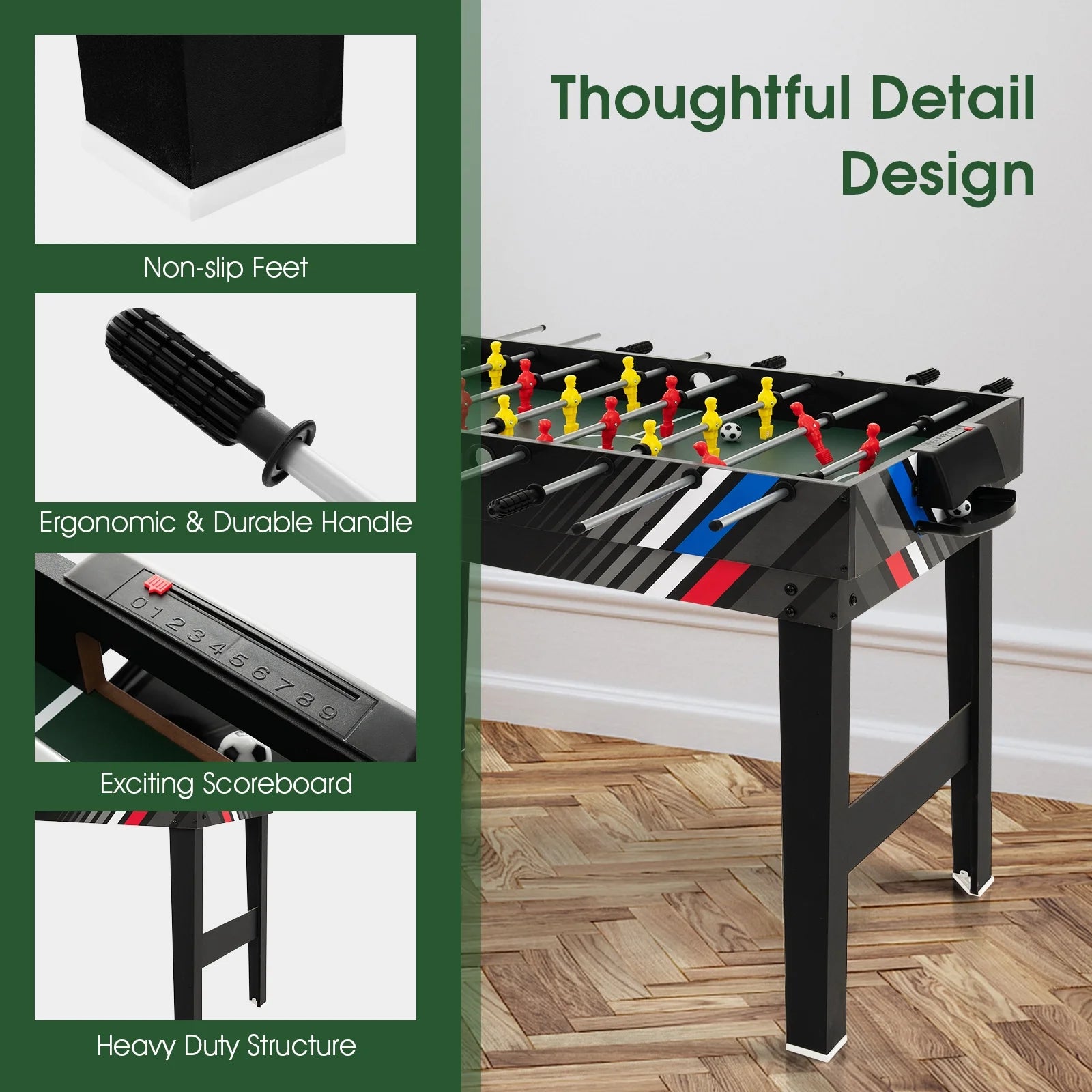 4-In-1 Combo Game Table 49" Foosball with Pool Billiards Air Hockey Table Tennis