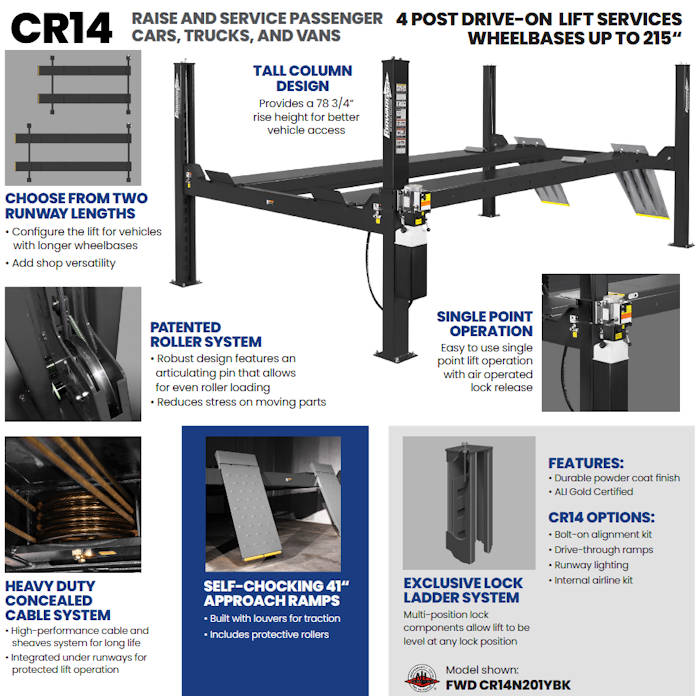 Forward Lift CR14 Four Post Commercial Lift