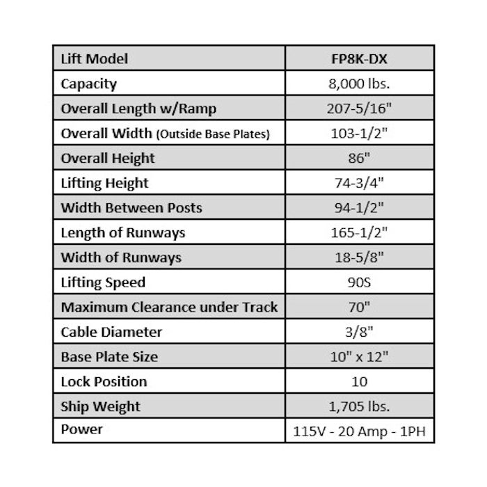 ASEplatinum WH8K-DX Four Post Garage Lift