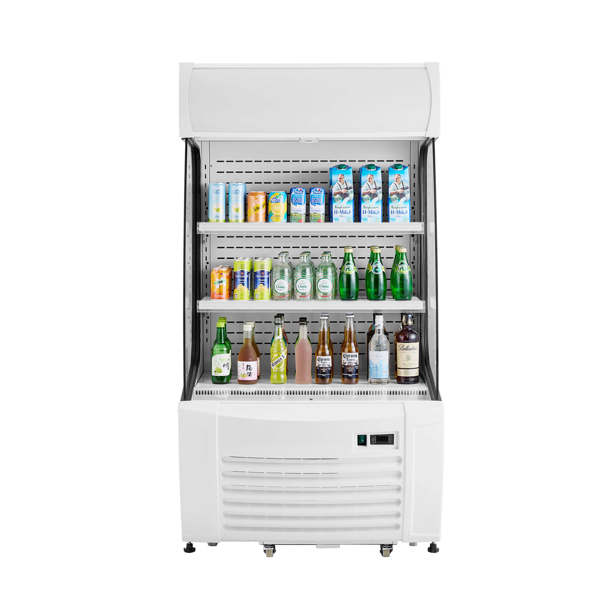 Heavy-Duty 12 Cu.Ft 2-Tier Open-Air Industrial Display Merchandiser Cooler