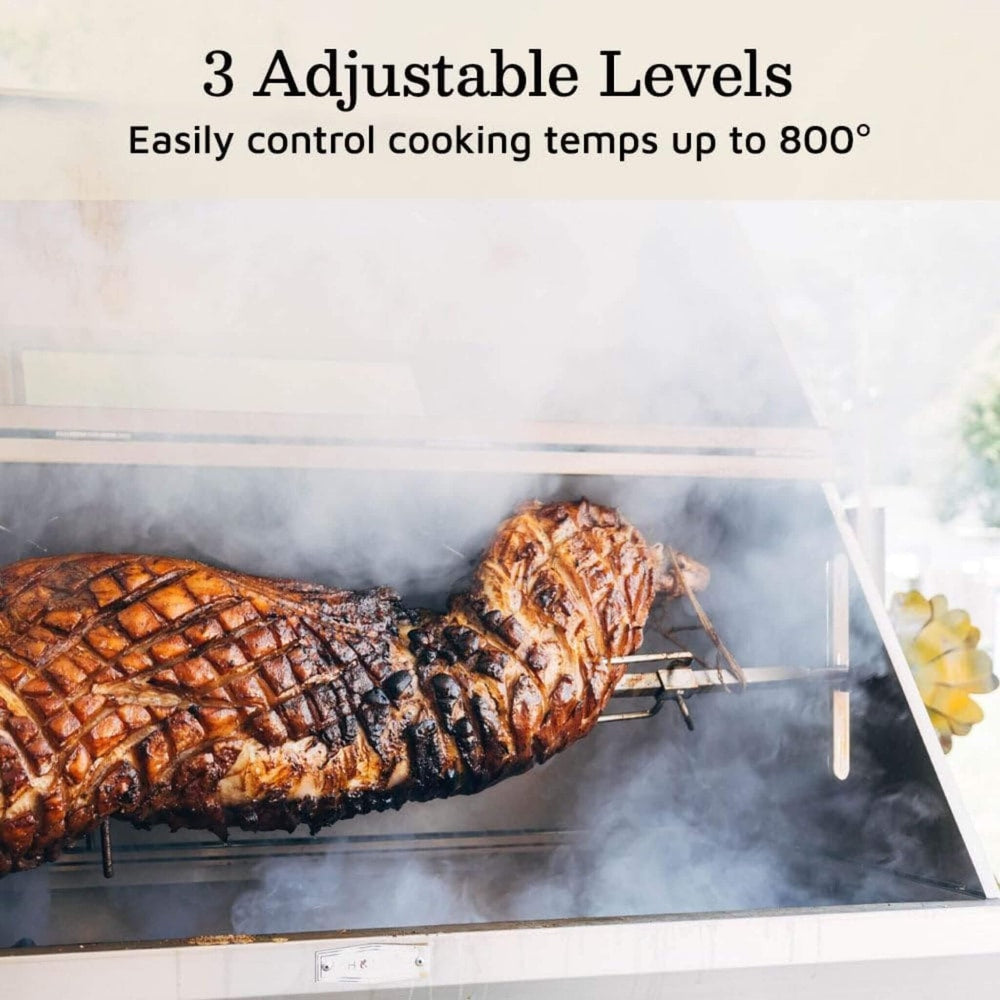 Heavy-Duty Commercial 125 LB Portable Electric Stainless Steel Hooded BBQ Rotisserie Grill With Viewing Window (SAK31975)