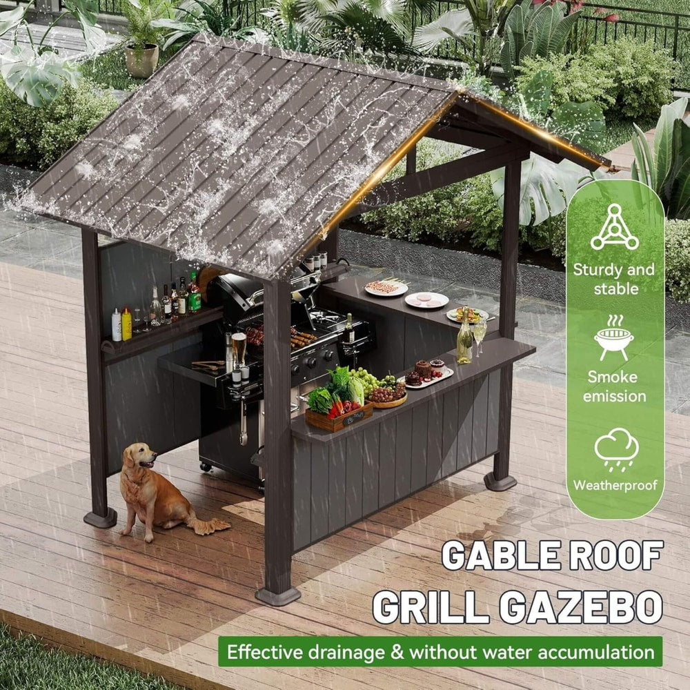 [06X09FT] Alora Heavy-Duty Gable Roof Hardtop Grill Gazebo