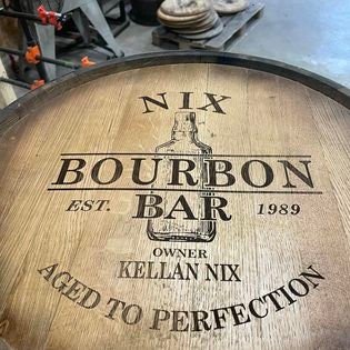 Bourbon Barrel Cabinet with multicolor LED's -engraving available