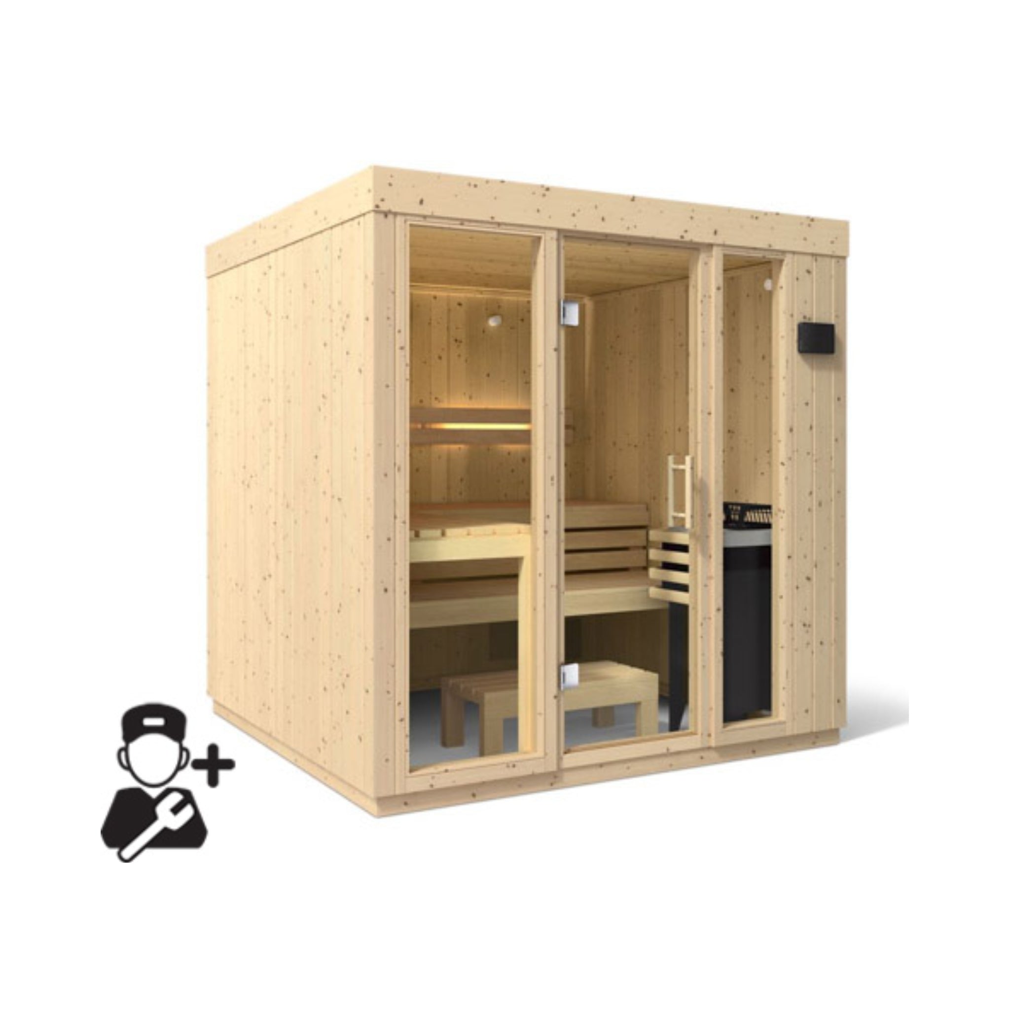 Kohler C1 Luxury Indoor Scandinavian Spruce Home Sauna Kit