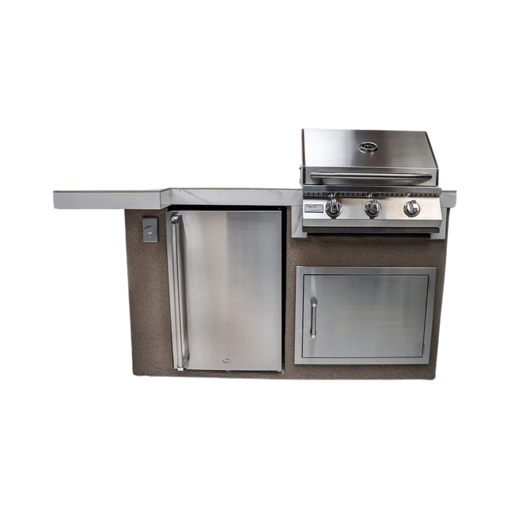 KoKoMo Grills Mini Maui 6FT BBQ Island With LED Lights, Built-In BBQ And Refrigerator [Made-To-Order] (SAK53828)