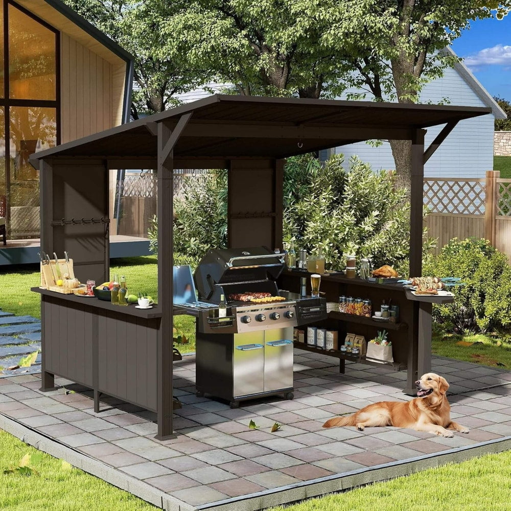 [09X10FT] Alora Modern Slanted Hardtop Alloy Steel Grill Gazebo