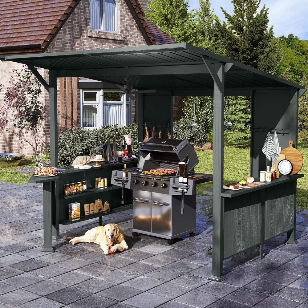 [09X10FT] Alora Modern Slanted Hardtop Alloy Steel Grill Gazebo