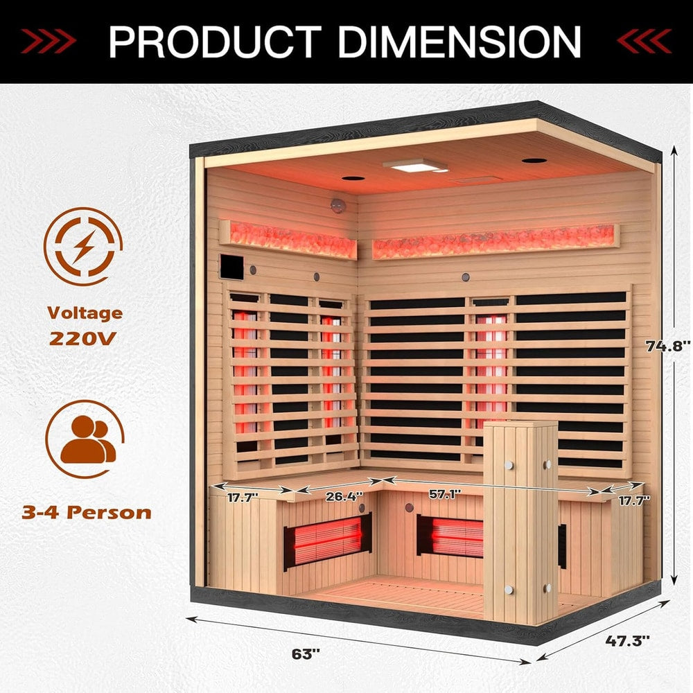 Rövia Ember 4-Person Full-Spectrum Infrared Sauna With Himalayan Salt Panels [Made-To-Order] (SAK80537)