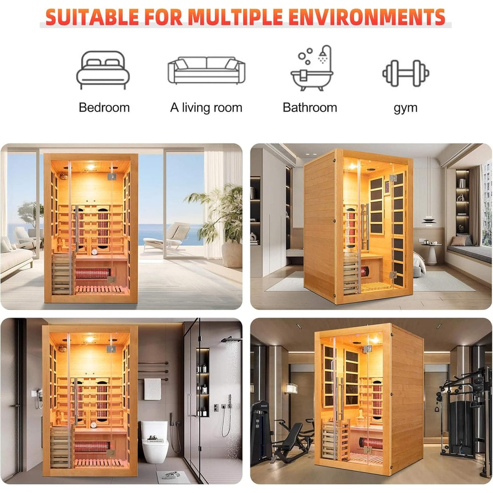 Rövia Aurora 3-Person Indoor Hybrid Sauna Room With Infrared And 4.5KW Steam Heaters