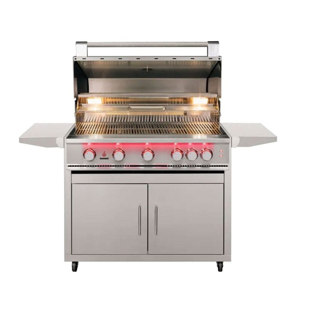 TrueFlame 40-Inch 5-Burner Freestanding Gas Grill with Rear Infrared Burner and Grill Lights